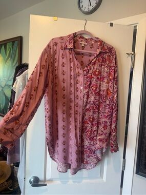 Knox Rose Lavender Button-Up Floral Blouse